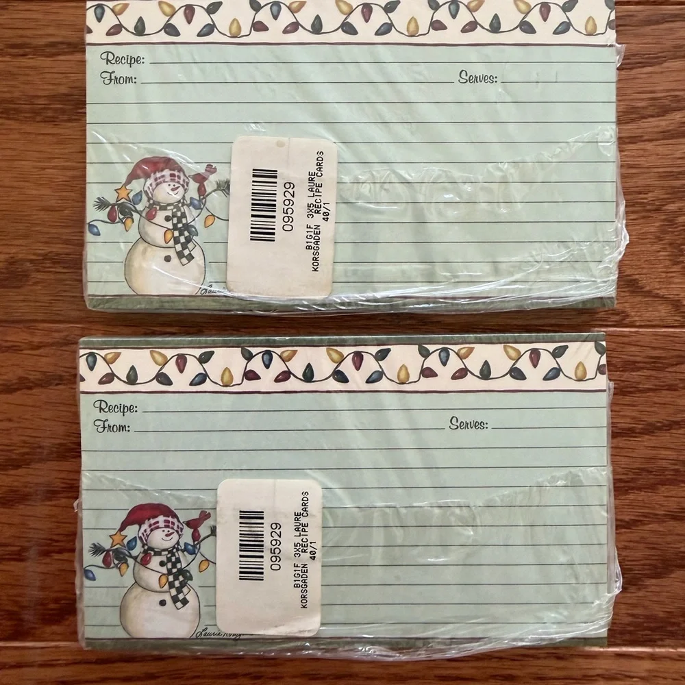 Snowman Recipe Cards with Holiday Lights